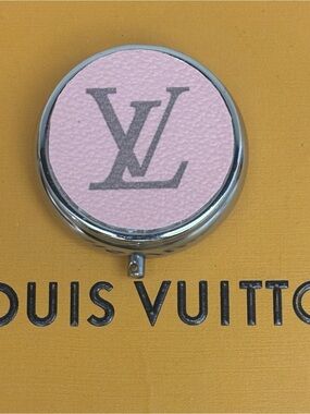 Louis Vuitton Pill Box, Jewelry Box, Mirror, 2 in diameter